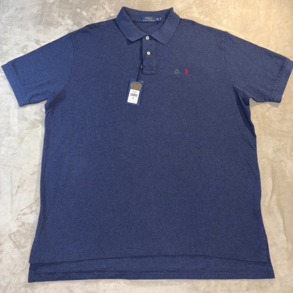 Polo Ralph Lauren Mens Mesh Polo Shirt XXL Spring Navy Blue 100% Cotton NWT